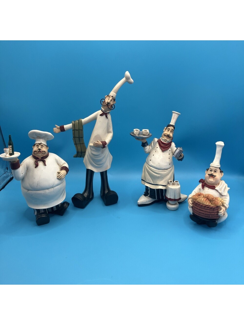 Set Of 4 Kitchen Chef Freestanding Figurines